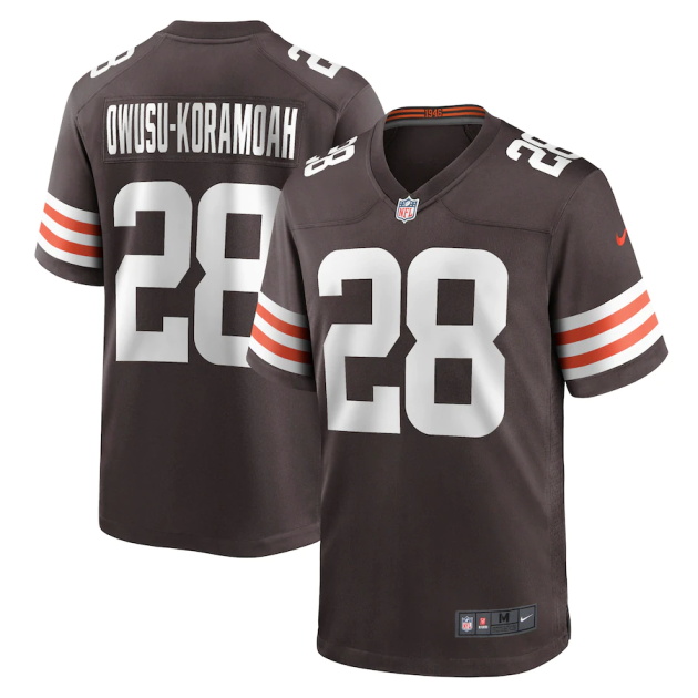 mens nike jeremiah owusu koramoah brown cleveland browns game jersey